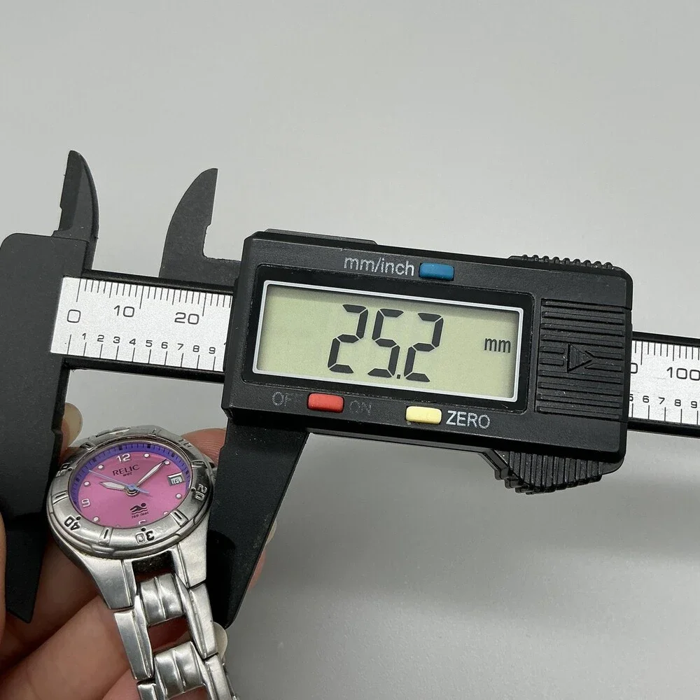 Relic Wet Womens Watch 25mm Pink Dial Stainless Bracelet Date New Battery 5.75